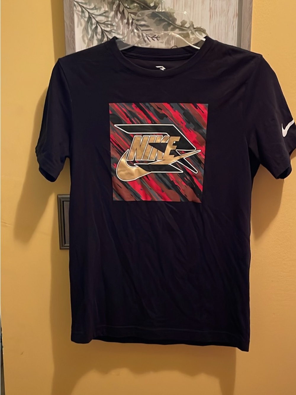 Nike Black Short-Sleeve Tee with Red and Gold Graphic